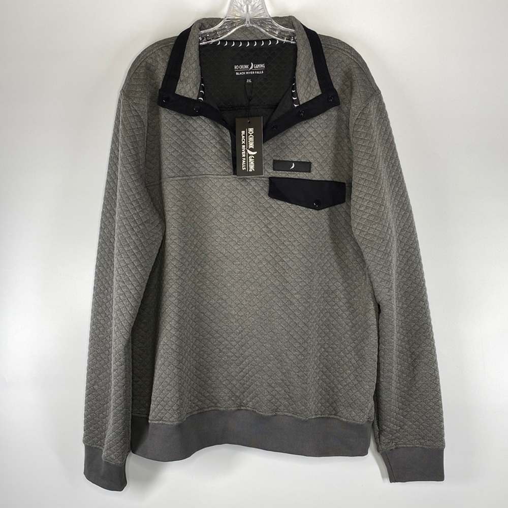Ho-Chunk Gaming Black River Falls Casino Grey Quilted Pullover Sweatshirt 2XL
